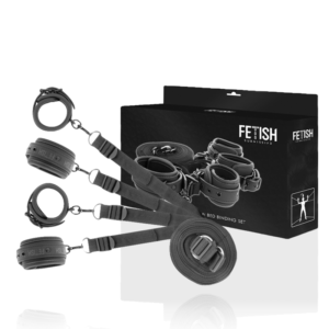 FETISH SUBMISSIVE - SET DE ESPOSAS Y ATADURAS CON FORRO DE NOPRENO FETISH SUBMISSIVE - CUFF AND TETHER SET WITH NEOPRENE LINING